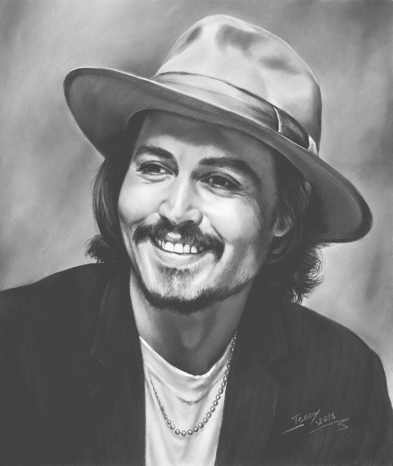 black and white portraits of johnny depp