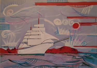 Original Modern Boat Painting by Matteo Caldirola Settesoldi