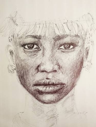 Original Figurative Portrait Drawings by Alessia Cors