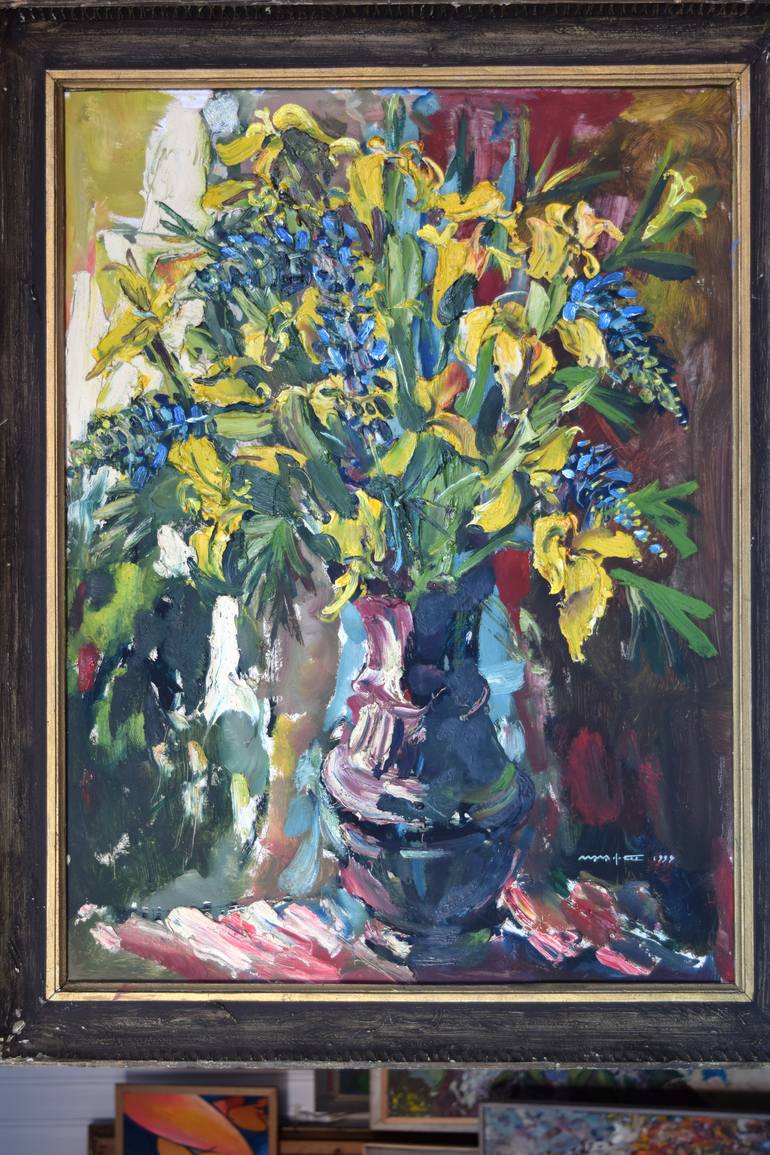 Original Art Deco Floral Painting by Nikolay Malafeev