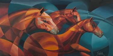 Print of Cubism Horse Paintings by Eddie Schrieffer