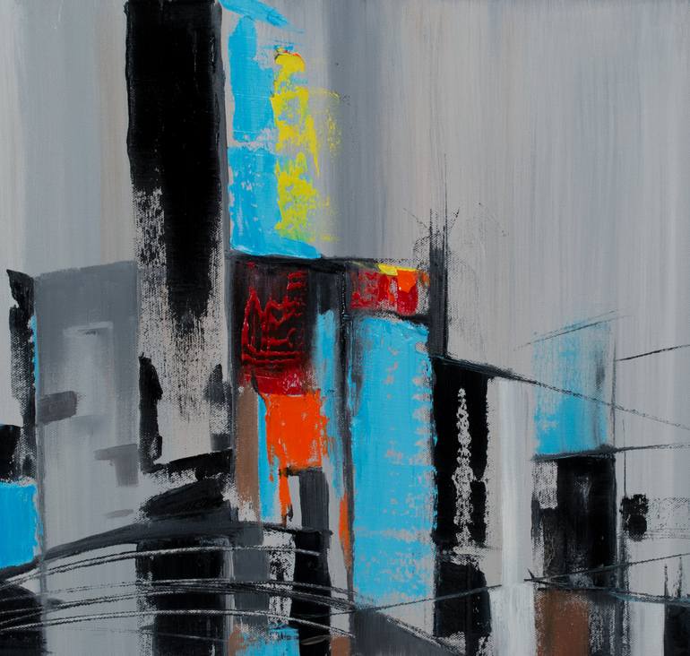 Original Abstract Expressionism Cities Painting by Eddie Schrieffer