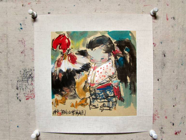 Original Expressionism Children Painting by Chan Chi
