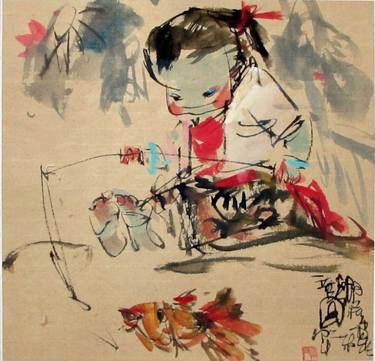 Original Expressionism Children Paintings by Chan Chi