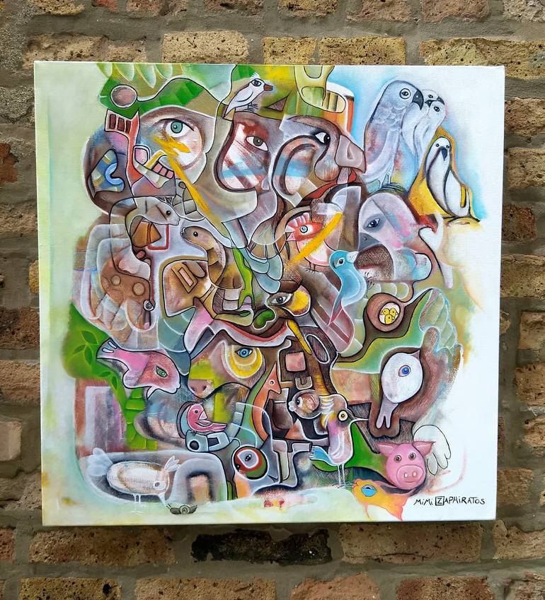 Original Expressionism Animal Painting by Mimi Zaphiratos