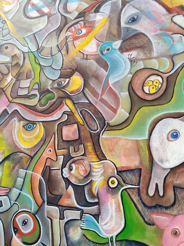 Original Expressionism Animal Painting by Mimi Zaphiratos