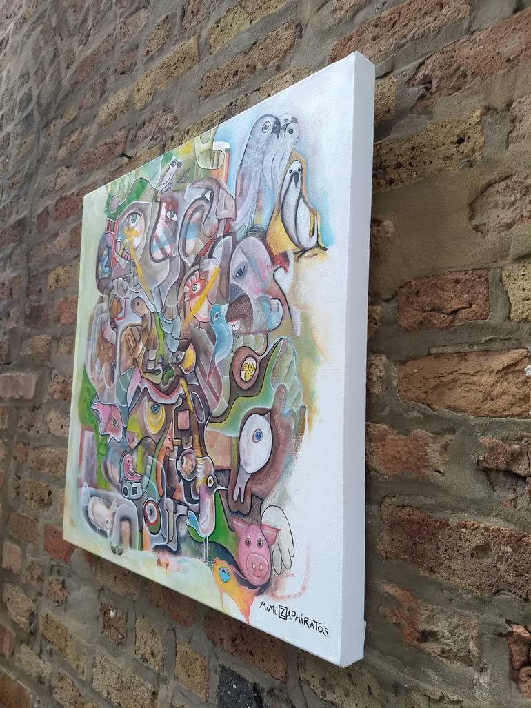 Original Expressionism Animal Painting by Mimi Zaphiratos
