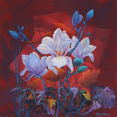 Original Figurative Floral Mixed Media by Cecilia Campos