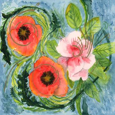 Original Art Nouveau Floral Painting by Crystal Odenkirk