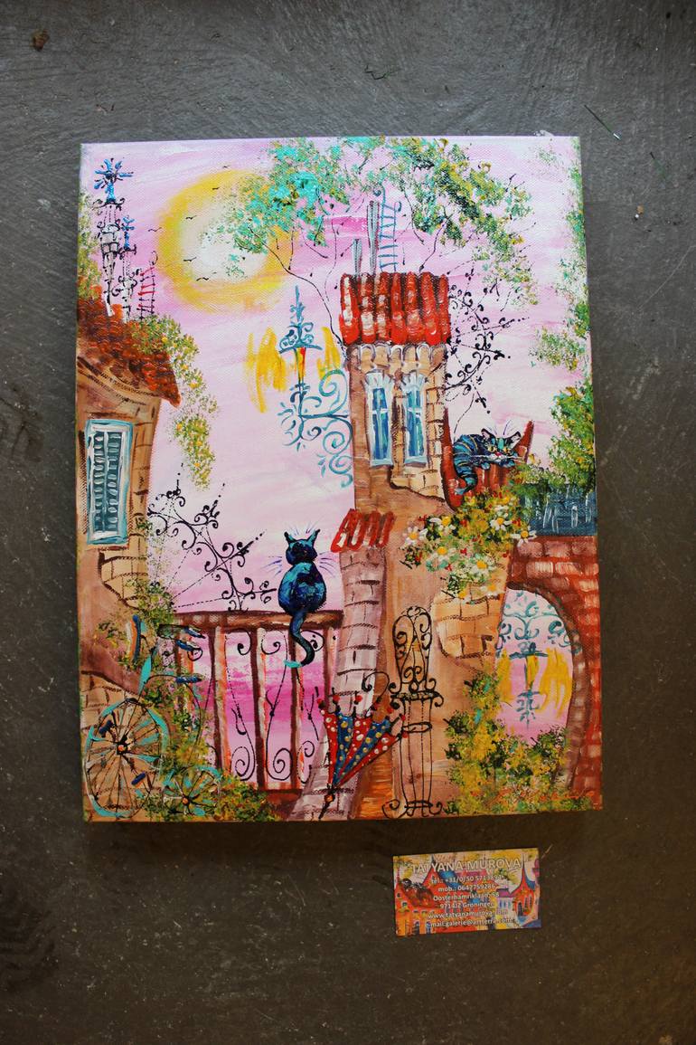 Original Art Deco Architecture Painting by Tatyana Murova