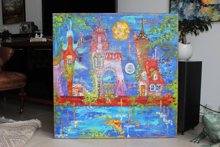 Original Art Deco Architecture Painting by Tatyana Murova