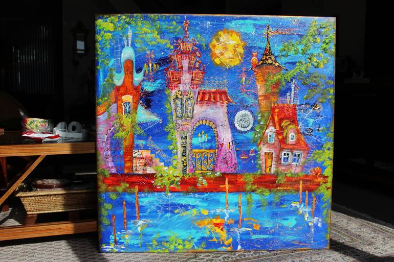 Original Art Deco Architecture Painting by Tatyana Murova