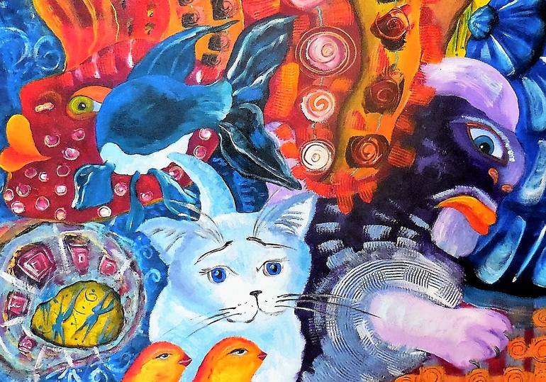 Original Art Deco Animal Painting by Tatyana Murova