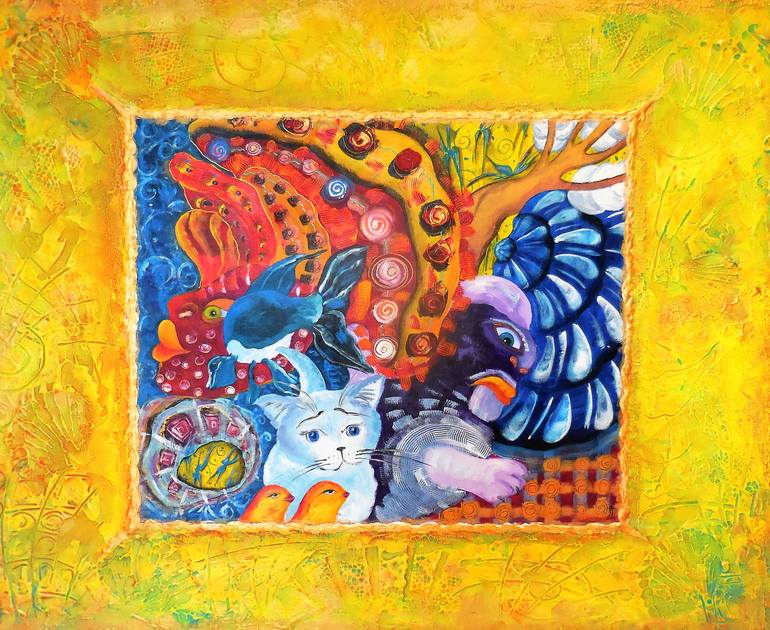 Original Art Deco Animal Painting by Tatyana Murova