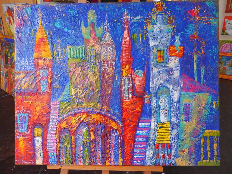 Original Art Deco Architecture Painting by Tatyana Murova