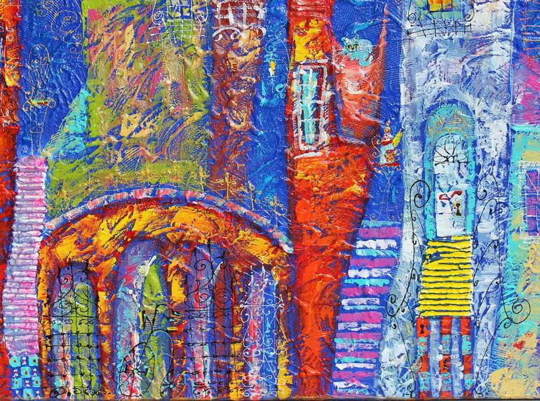Original Art Deco Architecture Painting by Tatyana Murova