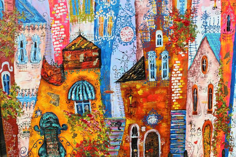 Original Art Deco Architecture Painting by Tatyana Murova
