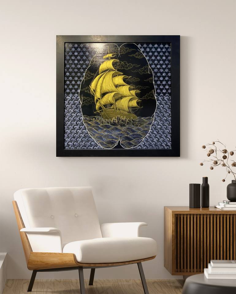 Original Futurism Fantasy Painting by Erdem Tug