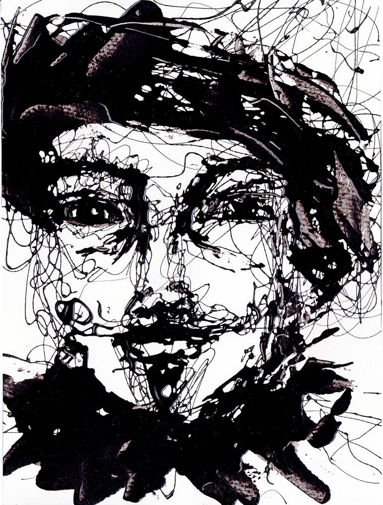 abstract painting face black and white