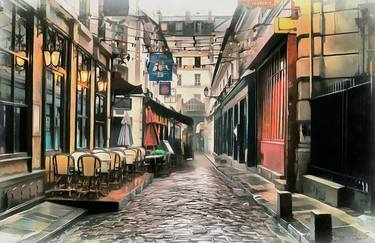 Deserted streets of Paris after the rain thumb