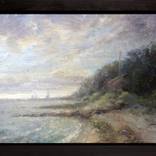 Red River Beach, boats in the distance by Allison Parker