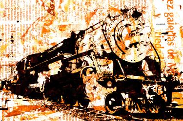 Original Pop Art Train Mixed Media by ACQUA LUNA