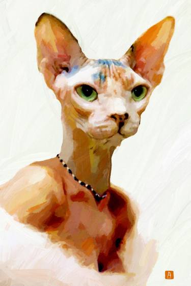 Original Portraiture Cats Paintings by ACQUA LUNA