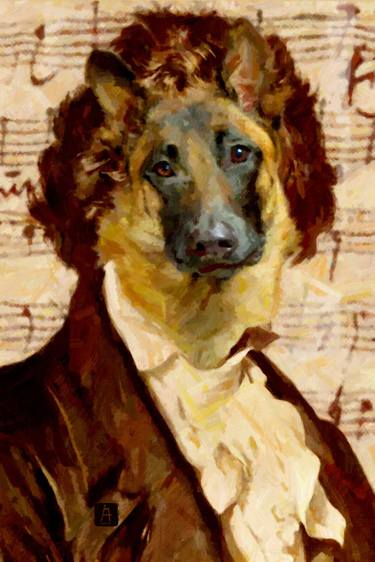 Original Portraiture Dogs Paintings by ACQUA LUNA