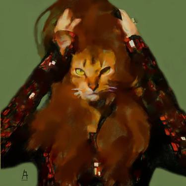 Original Portraiture Cats Paintings by ACQUA LUNA