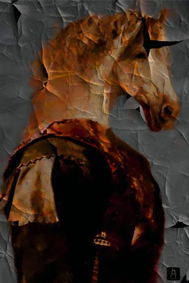 Original Fine Art Horse Mixed Media by ACQUA LUNA