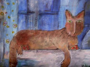 Original Expressionism Cats Paintings by Monika Meisl Müller