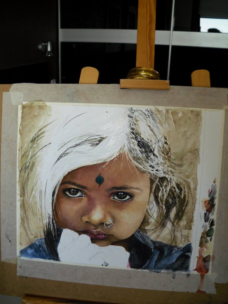 Original Portraiture Children Painting by Nina Kirova