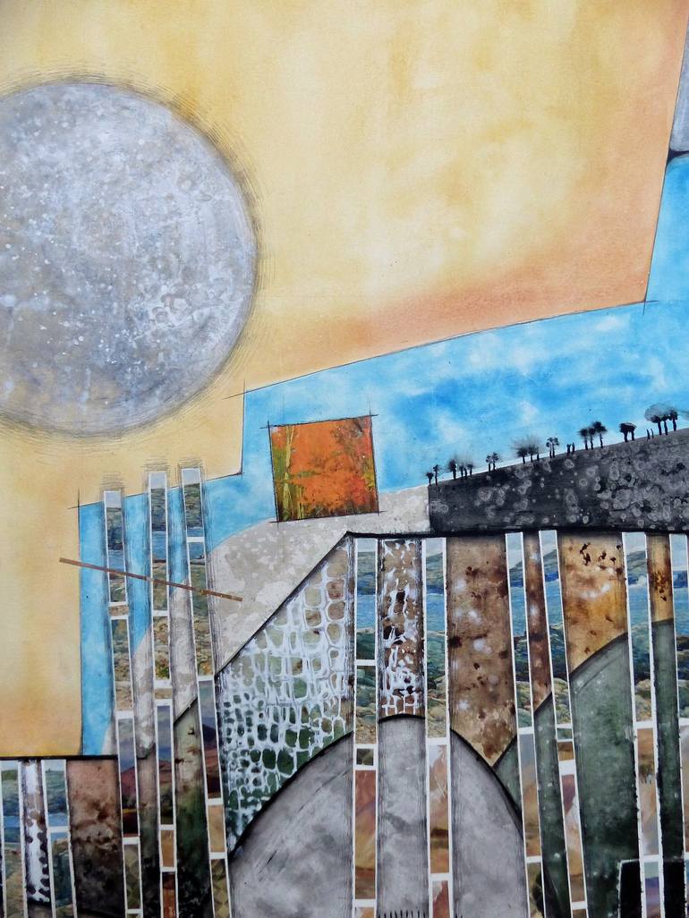 Original Abstract Landscape Mixed Media by Linda Klein