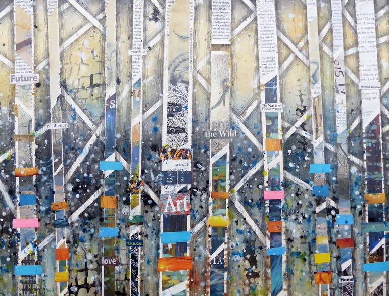 Original Abstract Landscape Mixed Media by Linda Klein