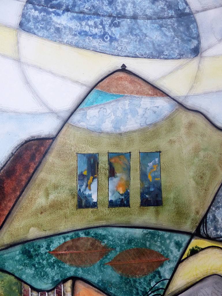 Original Abstract Landscape Mixed Media by Linda Klein