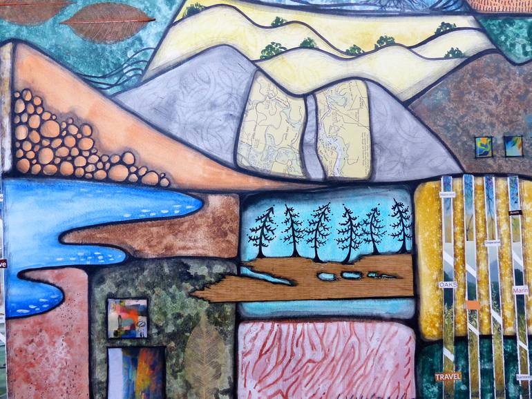 Original Abstract Landscape Mixed Media by Linda Klein