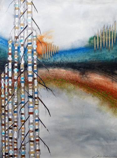 Original Abstract Landscape Mixed Media by Linda Klein