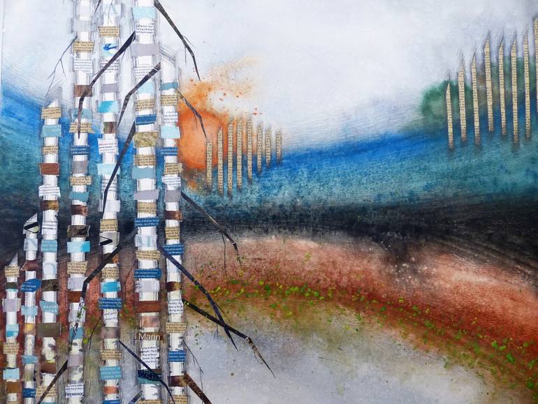Original Abstract Landscape Mixed Media by Linda Klein
