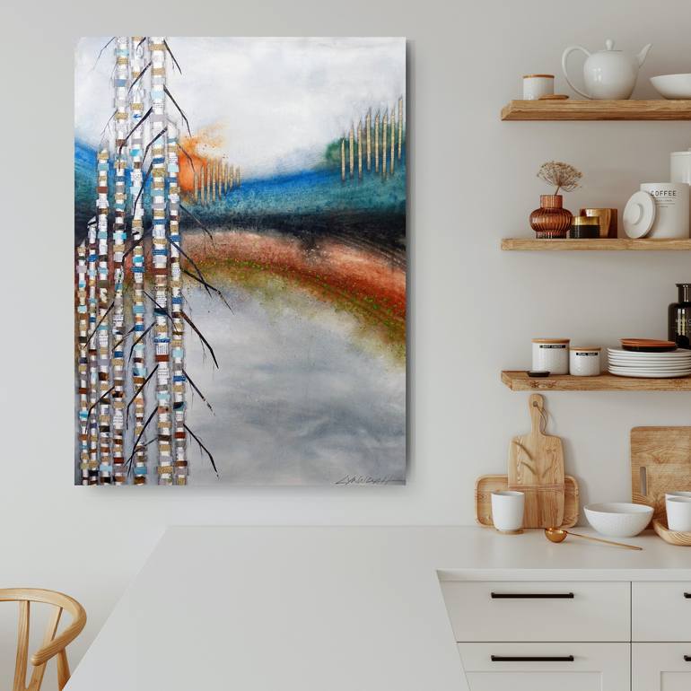 Original Abstract Landscape Mixed Media by Linda Klein