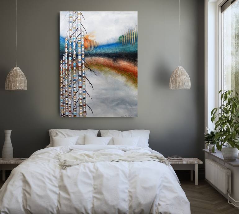 Original Abstract Landscape Mixed Media by Linda Klein