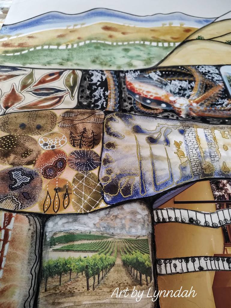 Original Abstract Landscape Mixed Media by Linda Klein