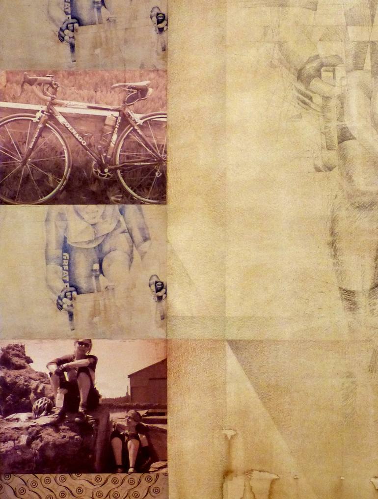 Original Figurative Bicycle Collage by Linda Klein