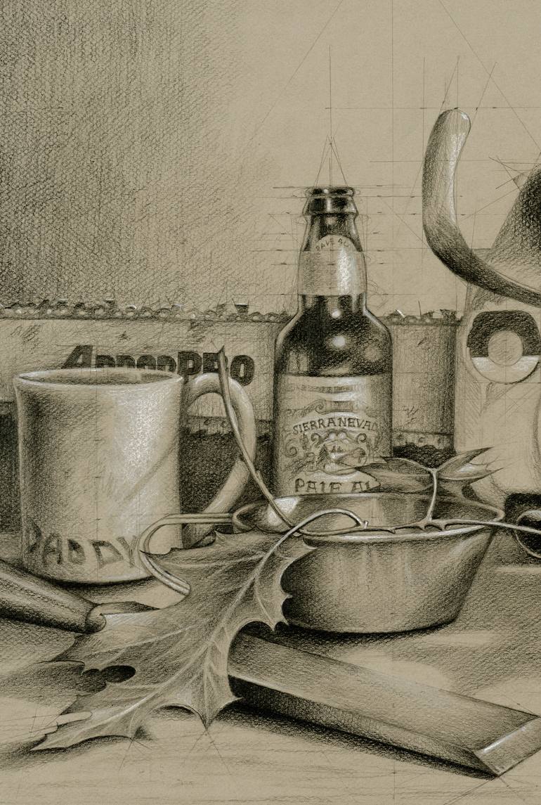 Original Realism Still Life Drawing by Linda Klein