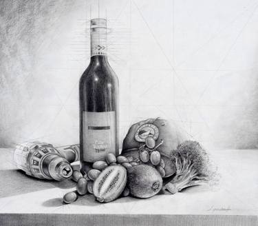 Still life in conte crayon - by Saskia Franken-Saers from Still lifes