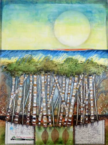 Original Abstract Landscape Collage by Linda Klein