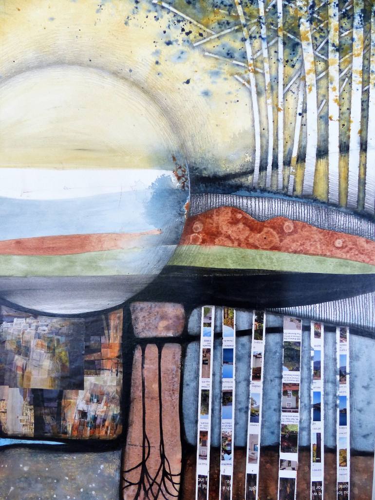 Original Abstract Landscape Collage by Linda Klein