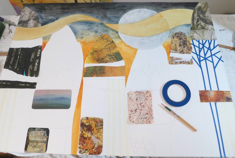 Original Abstract Landscape Collage by Linda Klein