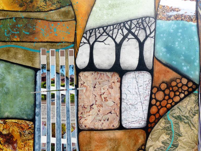 Original Abstract Landscape Collage by Linda Klein