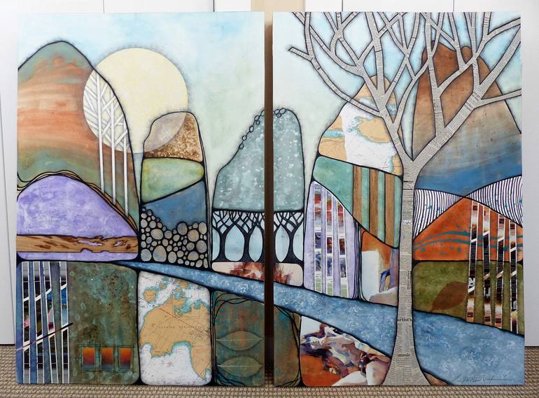 Original Abstract Landscape Collage by Linda Klein