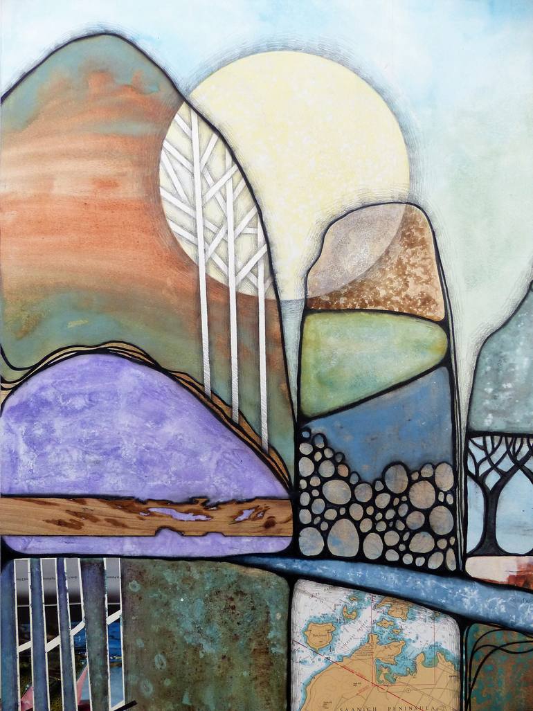 Original Abstract Landscape Collage by Linda Klein